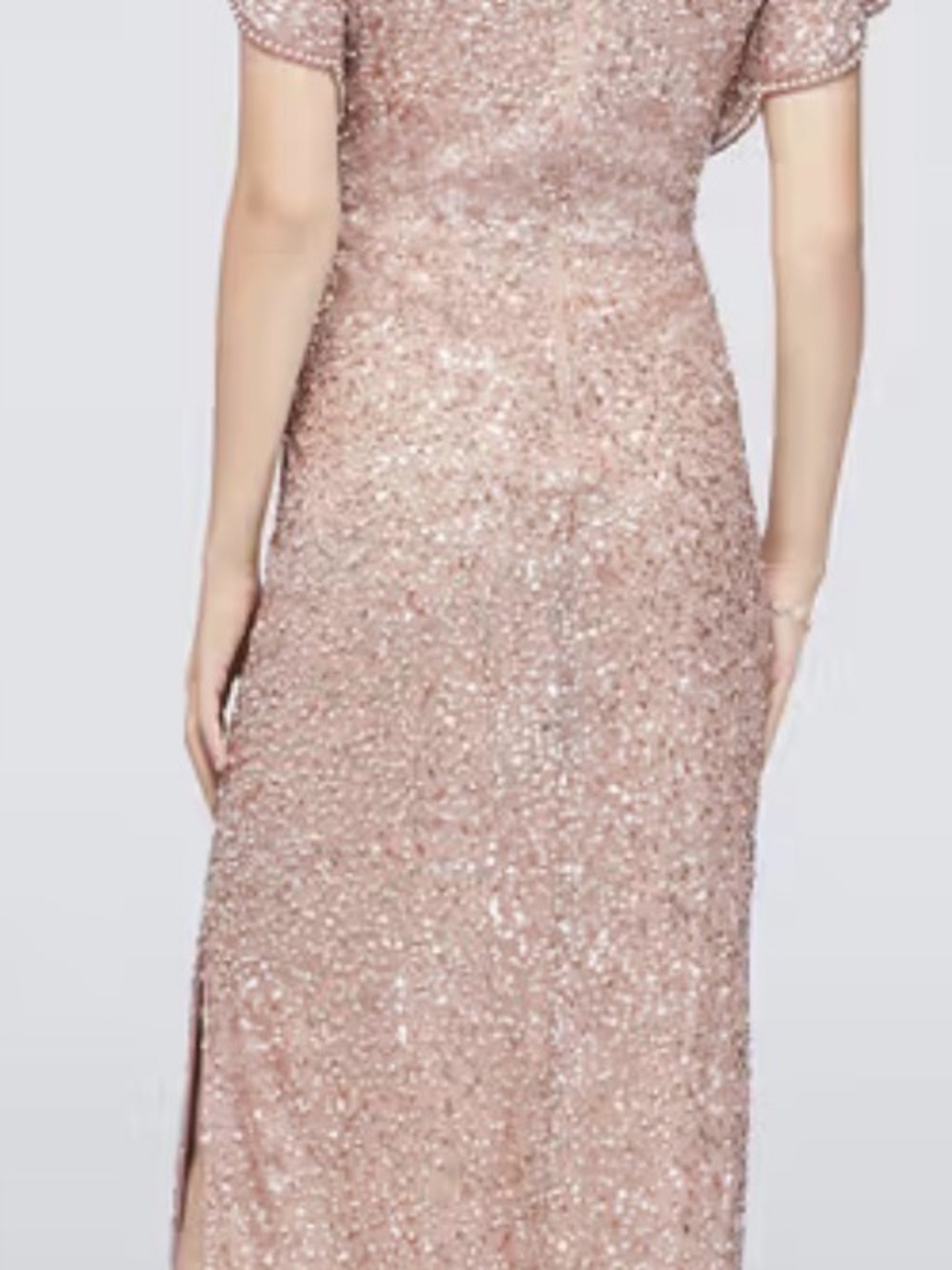 Adrianna Papell Rose Gold Beaded Flutter Sleeve Scoopnevk Sheath Dress - Picture 4 of 13
